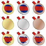 cambodia vector flag in medal shapes