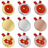china vector flag in medal shapes