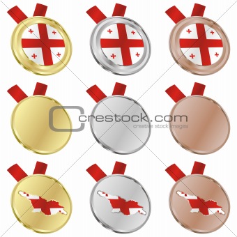 georgia vector flag in medal shapes