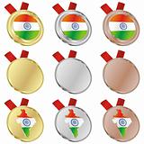 india vector flag in medal shapes