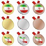 iran vector flag in medal shapes