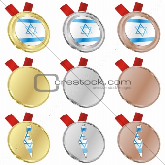 israel vector flag in medal shapes