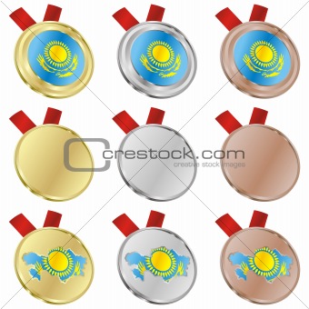 kazakhstan vector flag in medal shapes