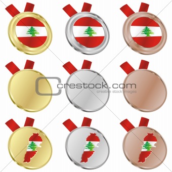 lebanon vector flag in medal shapes