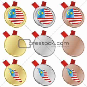 malaysia vector flag in medal shapes