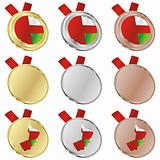 oman vector flag in medal shapes
