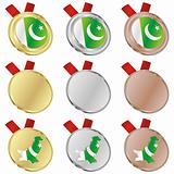 pakistan vector flag in medal shapes