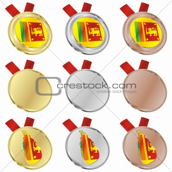 sri lanka vector flag in medal shapes