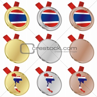 thailand vector flag in medal shapes