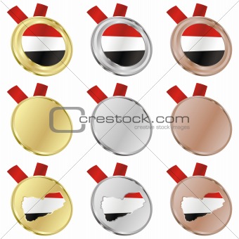 yemen vector flag in medal shapes