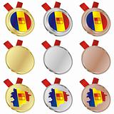 andorra vector flag in medal shapes