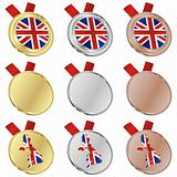 great britain vector flag in medal shapes