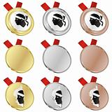 corsica vector flag in medal shapes