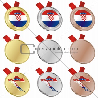 croatia vector flag in medal shapes