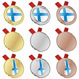 finland vector flag in medal shapes