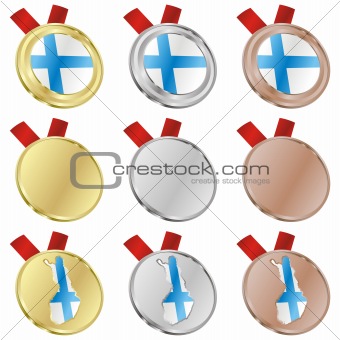 finland vector flag in medal shapes