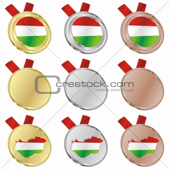 hungary vector flag in medal shapes