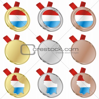 luxembourg vector flag in medal shapes
