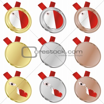 malta vector flag in medal shapes