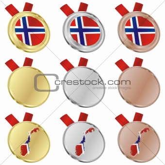 norway vector flag in medal shapes