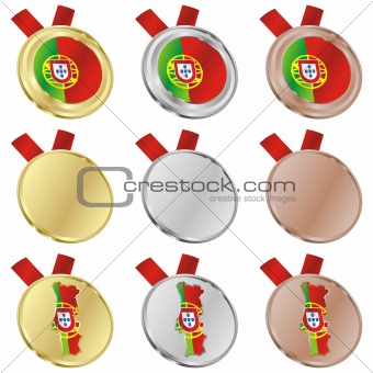 portugal vector flag in medal shapes