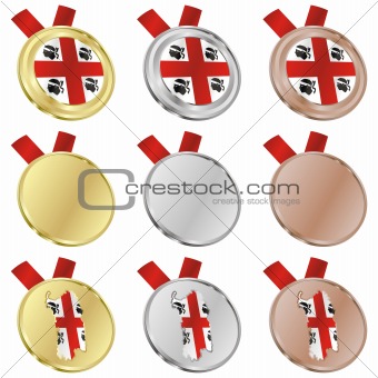 sardinia vector flag in medal shapes