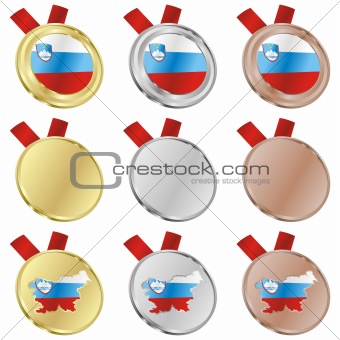 slovenia vector flag in medal shapes