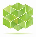 Green cube design.