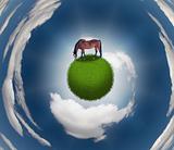 Horse on Grassy Sphere