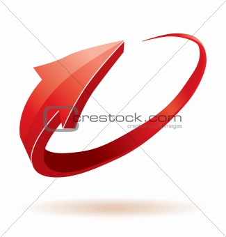 3D red glossy arrow.