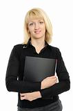 Portrait of business woman with a folder