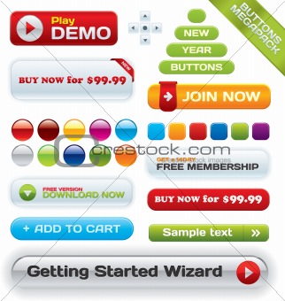 Vector business buttons mega-pack