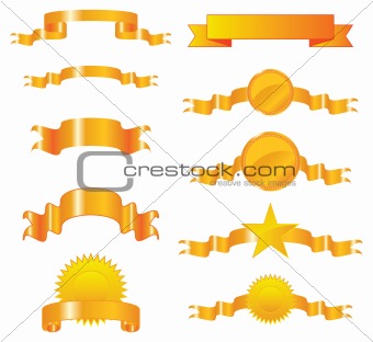 Collection of vector gold ribbons and seals
