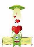 Alien gives a love to UFO.