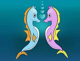 Seahorse Love - Vector Illustration
