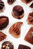 assortment of delicious dark chocolate belgian pralines