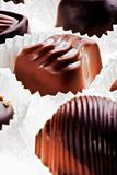 assortment of delicious dark chocolate belgian pralines