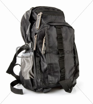 black tourist backpack isolated