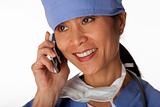 Medical Professional in Scrubs on the Phone. Isolated