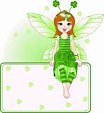 Little cute fairy place card for St. Patricks Day