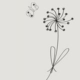 Monochrome background with flower and butterfly