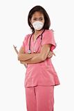 Attractive thirties asian woman doctor nurse