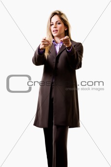 Young attractive caucasian blonde businesswoman