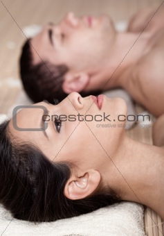 Closeup shot of young attractive couple in a spa