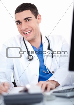 Closeup shot of smiling young physician