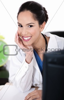 Image of beautiful asian doctor in her cabin