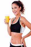 fitness girl having fresh juice in hand