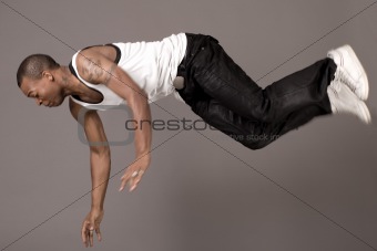 Dancer jumping to the floor