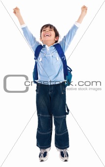 school boy very happy
