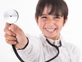 Little doctor showing his Stethoscope